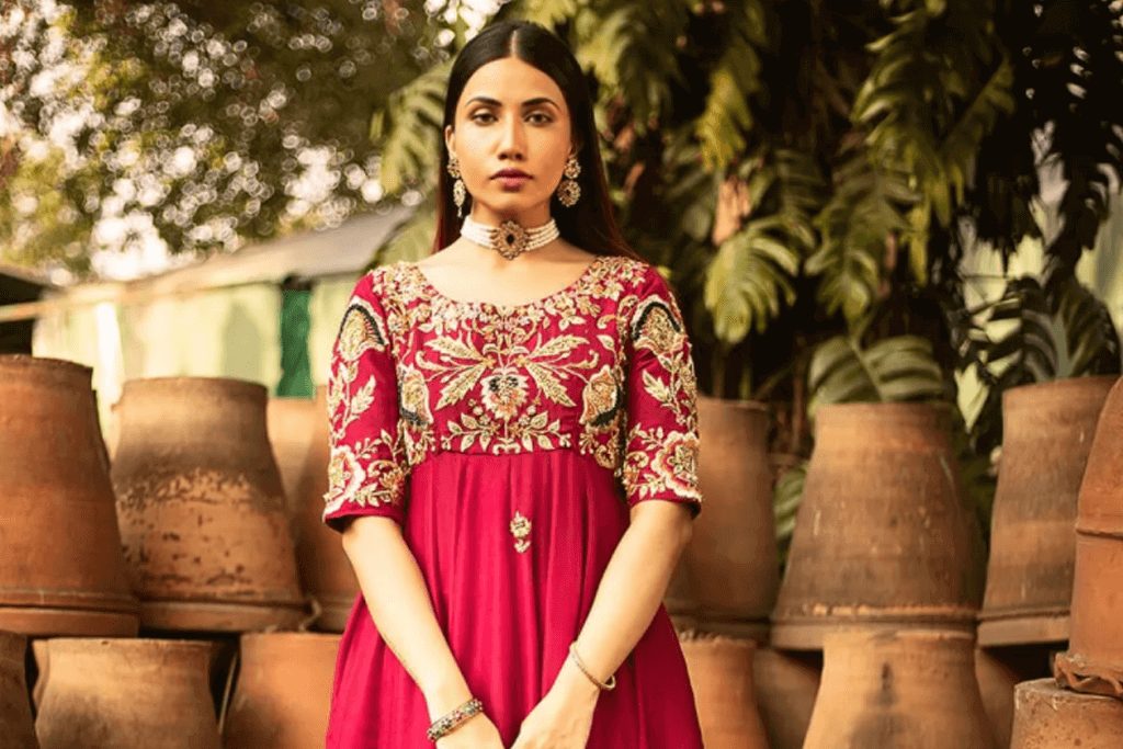 Traditional Red Designer Bridal Frocks by Pakistani Designer